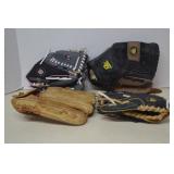 Lot (4) Rawling & Wilson Baseball/Softball Gloves