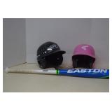 Baseball Lot, (2) Helmets, Bat & Helmet Extension