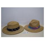 Two Men's Straw Golf/Garden Hats