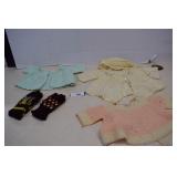 Hand Knitted Baby Clothes & Two Pair Gloves