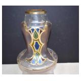 Vtg. Art Nouveau Enameled Hand Painted Glass Vase