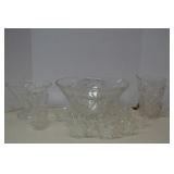 MISC Lot Vintage Clear Glass Punch Bowl Set &