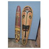 Lot Of 2 Large Wood Hand Carved Tribal Mask