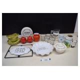 Syrup Pitcher, Cups & Decanter, Cups & Saucers &