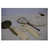 Vintage Hand Mirrors, Leather Gloves & Purse