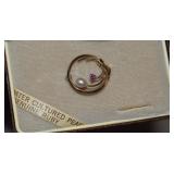 Krementz 14K Gold Overlay, Pearl & Ruby Brooch