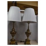 Pair Of Vintage Stiffel, Heavy Brass Lamps