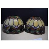 Two Vintage Stain Glass Globes -For Hanging Lamps