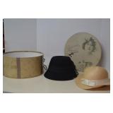 Hat Box W/ 2 Vintage Hats