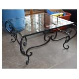 Wrought Iron and Glass Coffee Table