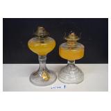Two Vintage Glass Oil Lamps