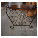 Wood & Metal Half Moon Console Table