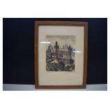 Signed Hand Tinted Etching Of The Charles Bridge