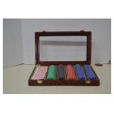 Poker Game Set In Wood Case