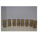 Vintage Set Of 8 MCM Cera 22K Gold World -
