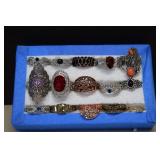 15 Costume Rings -Stretch Band- Tray Not Included