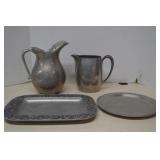 MISC Vintage Lot Metal Pitchers & Trays