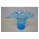 Vintage Bischoff Electric Blue Ruffle Top Vase
