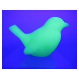 Fenton Satin Custard Glass Uranium Bird