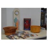 MISC Lot Home Decor, Clock, Baskets & CDs -