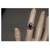 Sterling Onyx Ring   Size 6