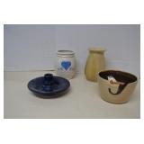 Vintage Lot Signed Pottery Vases & Signed Raku -