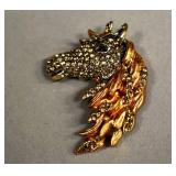 Beautiful Rhinestone Horse Head Brooch