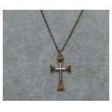 10K Gold Cross w/ 14K GF Chain