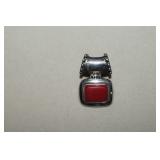 Sterling Slide Pendant w/Coral  Marked SC**
