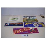 Five Each Vintage Crate Labels