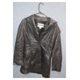 Nine West Long Black Leather Size Medium Jacket