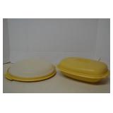 Two Vintage Yellow Tupperware Containers