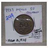 1937 Silver 50 Centavos ASW 0.1929/Fine 0.720