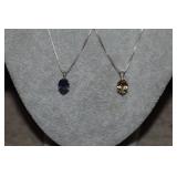 Two Sterling Necklaces w/ Tourmaline & Citrine
