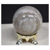 Solid Polished Marble Sphere On Stand