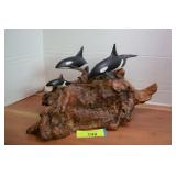 John Perry Orcas on Driftwood Base