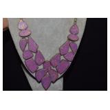 Silver Tone Necklace & Purple/Copper Turquoise