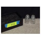 Small Etched Crystal Individual Salt & Pepper