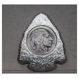 Metal Shaped Arrowhead w/ 1937 Buffalo Nickel