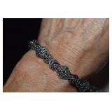 Sterling & Marcasite Bracelet w/ Chain Guard