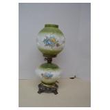 Vintage Green Glass Gone With The Wind Lamp -
