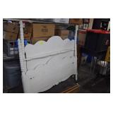White Shabby Chic Headboard & Footboard w/ Rails