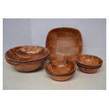 Vintage Parquet Woven Wood Salad Bowl Set