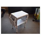 White Wooden Side Table w/ Magazine Holders