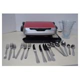 George Foreman Grill, Silverware&Clear Glass