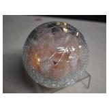 Crackle Glass Sphere w/Pink Salt Rocks & Fairy