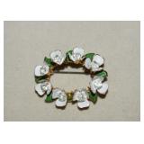 Vtg Enamel Flower&Rhinestone Brooch - Austria