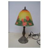 Vintage Reverse Painted Floral Table Lamp WORKS