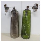 Two Contemporary Hard-Wired Glass Lights 18.5'