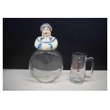 Vintage Cookie Jar Top On Clear Bowl & Oklahoma